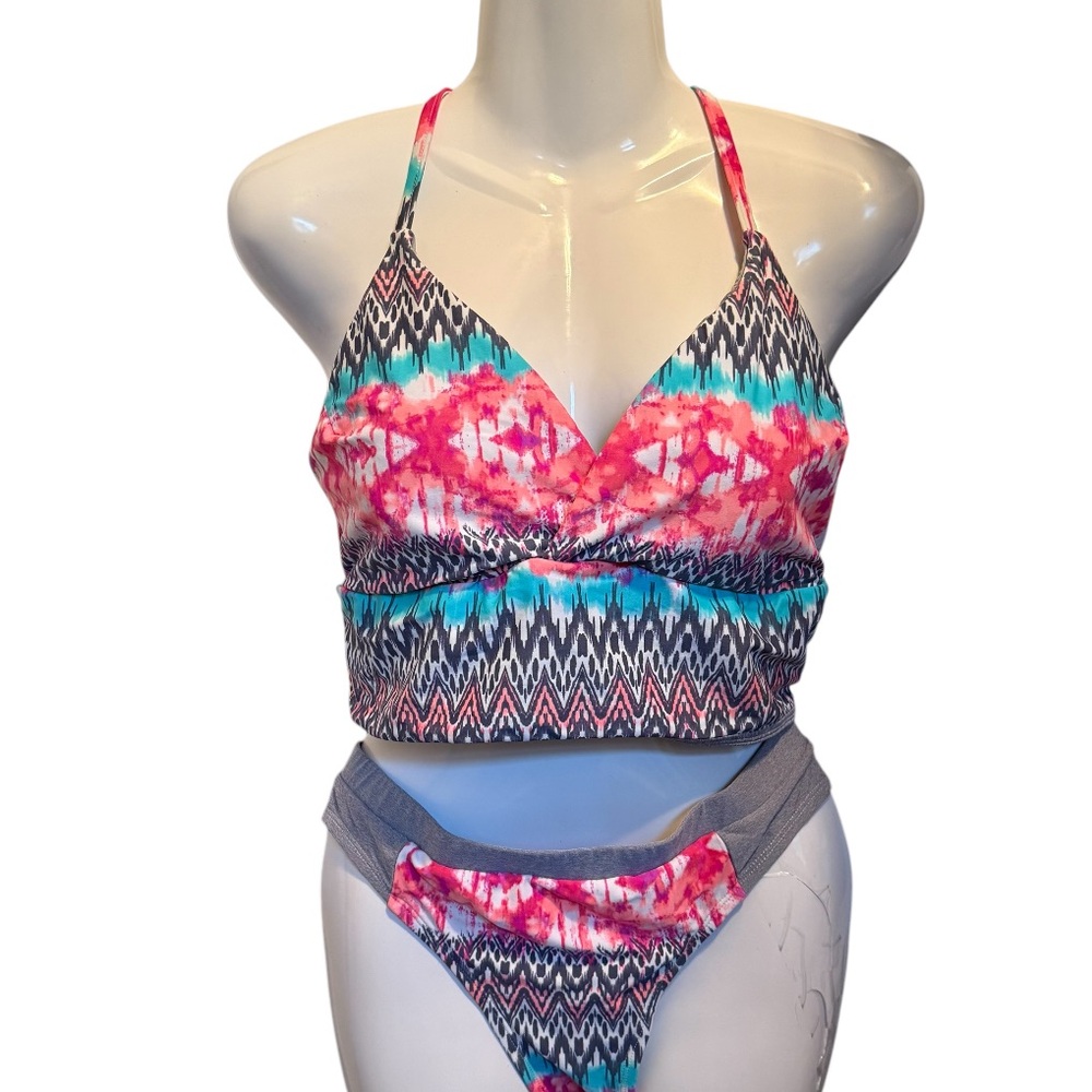 Kinesis two piece halter style tribal print swimsuit